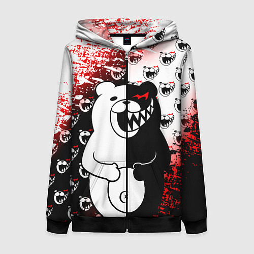 Женская толстовка на молнии MONOKUMA / 3D-Черный – фото 1