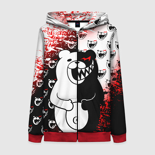 Женская толстовка на молнии MONOKUMA / 3D-Красный – фото 1