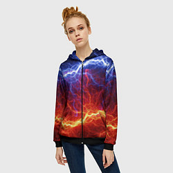 Толстовка на молнии женская Лёд и огонь, цвет: 3D-черный — фото 2