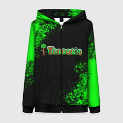 Толстовка на молнии женская Terraria, цвет: 3D-черный