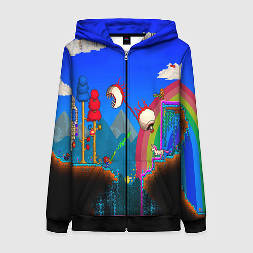 Женская толстовка на молнии TERRARIA GAME / 3D-Черный – фото 1