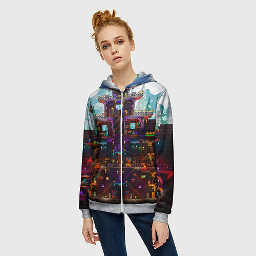 Женская толстовка на молнии Terraria / 3D-Меланж – фото 3