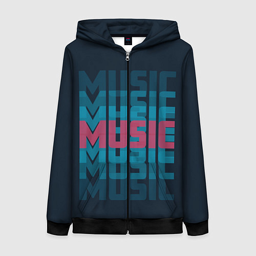 Женская толстовка на молнии Music / 3D-Черный – фото 1