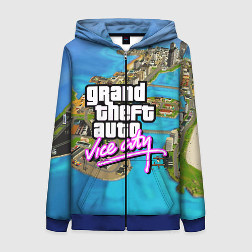 Женская толстовка на молнии GRAND THEFT AUTO:VICE CITY / 3D-Синий – фото 1