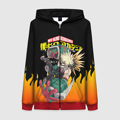 Женская толстовка на молнии MY HERO ACADEMIA яркое пламя / 3D-Красный – фото 1