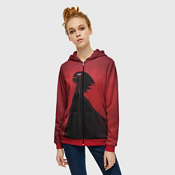 Толстовка на молнии женская Hollow Knight, цвет: 3D-красный — фото 2