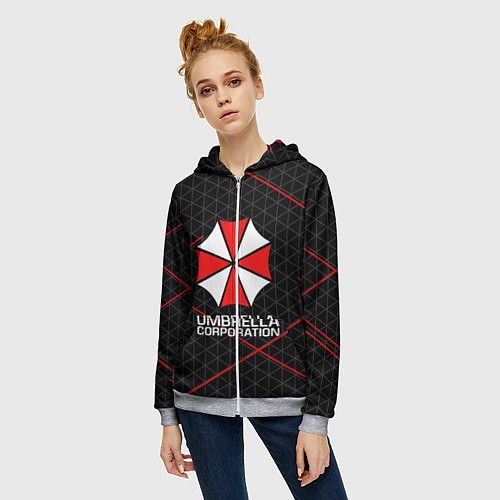 Женская толстовка на молнии UMBRELLA CORP / 3D-Меланж – фото 3