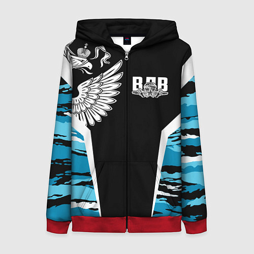 Женская толстовка на молнии Камуфляж ВДВ / 3D-Красный – фото 1