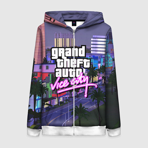 Женская толстовка на молнии Grand Theft Auto Vice City / 3D-Белый – фото 1