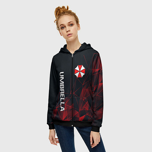 Женская толстовка на молнии UMBRELLA CORP / 3D-Черный – фото 3