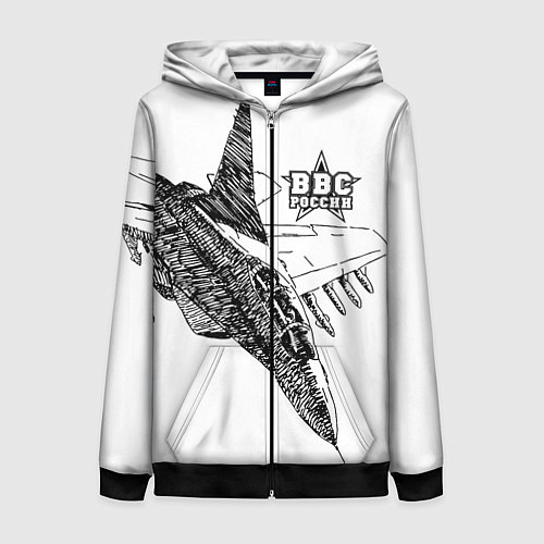 Женская толстовка на молнии ВВС России / 3D-Черный – фото 1