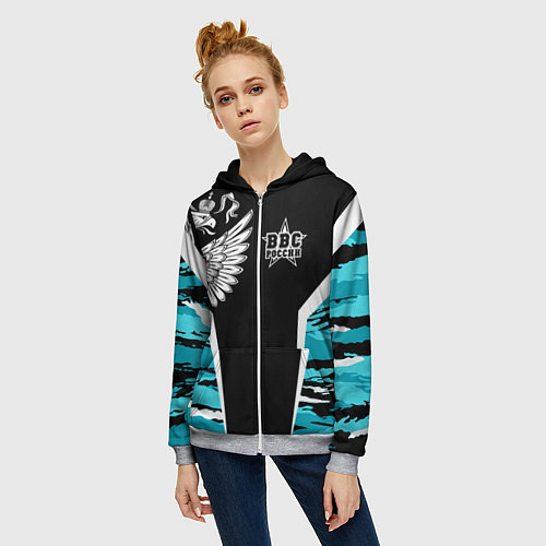 Женская толстовка на молнии ВВС России Камуфляж / 3D-Меланж – фото 3