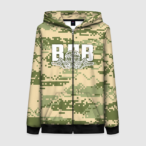 Женская толстовка на молнии ВДВ / 3D-Черный – фото 1