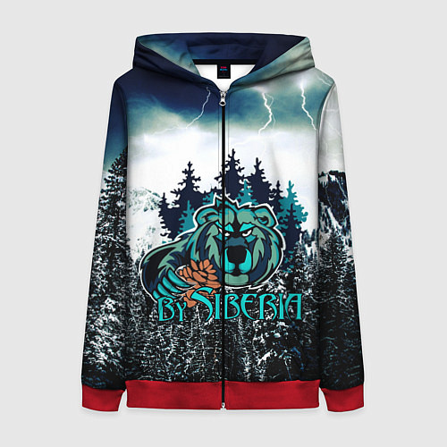 Женская толстовка на молнии Сибирь / 3D-Красный – фото 1