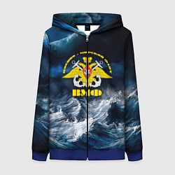 Толстовка на молнии женская Военно-морской флот, цвет: 3D-синий