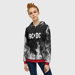 Толстовка на молнии женская AC DC, цвет: 3D-красный — фото 2