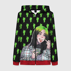 Толстовка на молнии женская Billie Eilish, цвет: 3D-красный