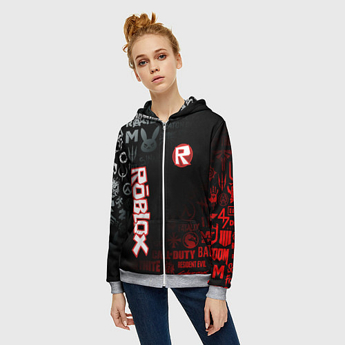 Женская толстовка на молнии ROBLOX / 3D-Меланж – фото 3