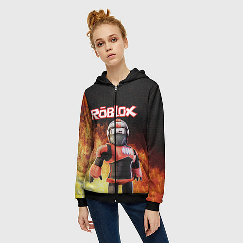 Женская толстовка на молнии ROBLOX / 3D-Черный – фото 3