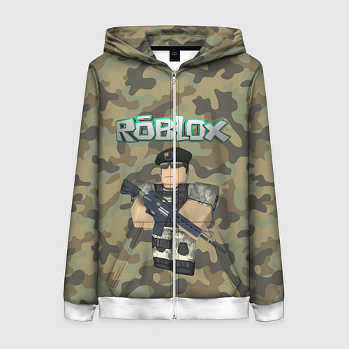 Женская толстовка на молнии Roblox 23 February Camouflage / 3D-Белый – фото 1