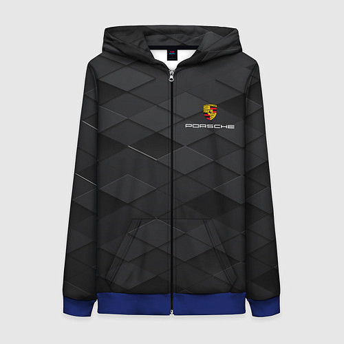 Женская толстовка на молнии PORSCHE / 3D-Синий – фото 1