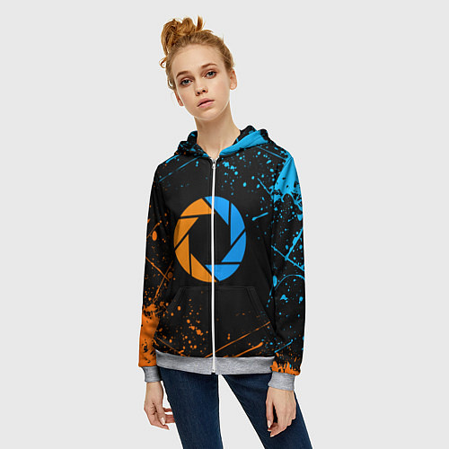 Женская толстовка на молнии PORTAL / 3D-Меланж – фото 3