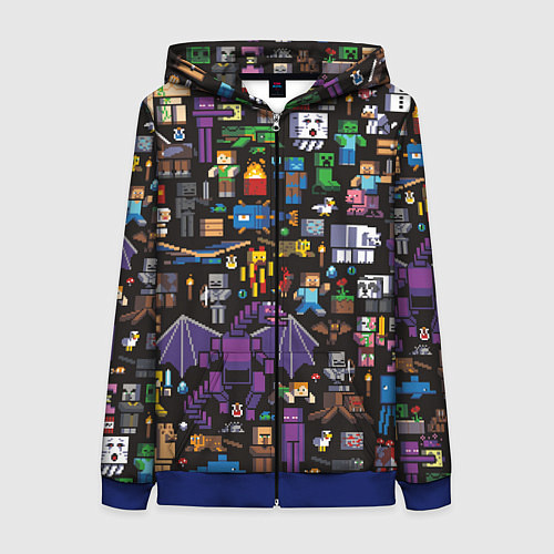 Женская толстовка на молнии MINECRAFT / 3D-Синий – фото 1