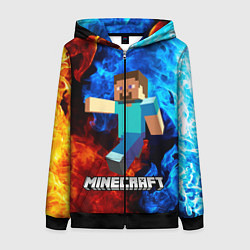 Толстовка на молнии женская MINECRAFT, цвет: 3D-черный