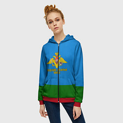 Толстовка на молнии женская Воздушно - десантные войска, цвет: 3D-красный — фото 2