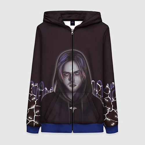 Женская толстовка на молнии Pyrokinesis / 3D-Синий – фото 1