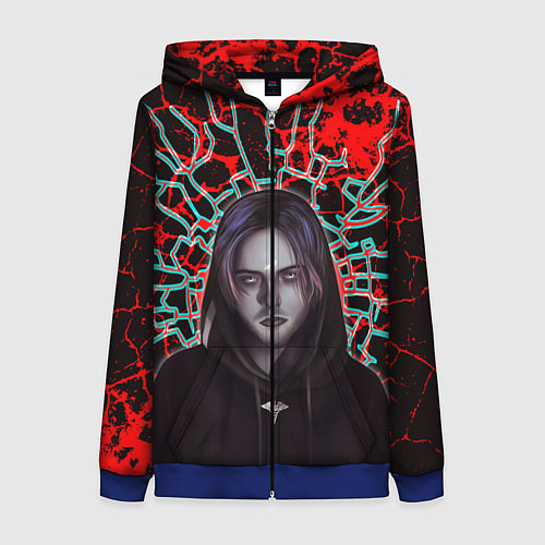 Женская толстовка на молнии Pyrokinesis / 3D-Синий – фото 1