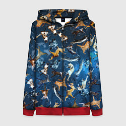 Толстовка на молнии женская Космические коты, цвет: 3D-красный