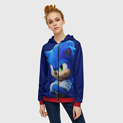 Толстовка на молнии женская SONIC, цвет: 3D-красный — фото 2