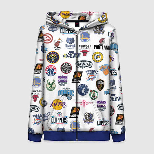 Женская толстовка на молнии NBA Pattern / 3D-Синий – фото 1