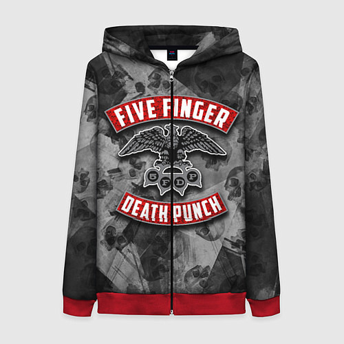 Женская толстовка на молнии Five Finger Death Punch / 3D-Красный – фото 1