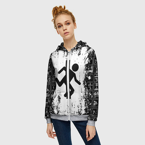 Женская толстовка на молнии PORTAL / 3D-Меланж – фото 3