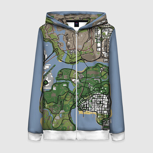 Женская толстовка на молнии San andreas / 3D-Белый – фото 1