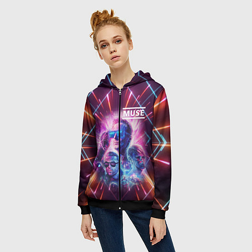 Женская толстовка на молнии Muse / 3D-Черный – фото 3