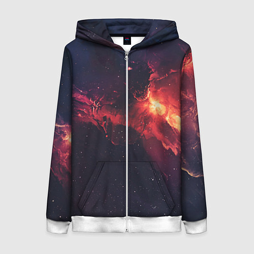 Женская толстовка на молнии Космос / 3D-Белый – фото 1