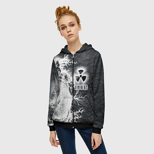 Женская толстовка на молнии Сталкер / 3D-Черный – фото 3