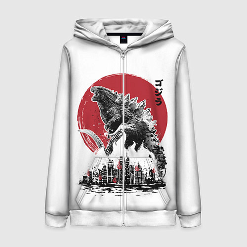 Женская толстовка на молнии GODZILLA / 3D-Белый – фото 1