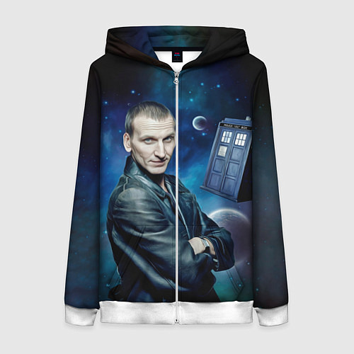 Женская толстовка на молнии ДЕВЯТЫЙ ДОКТОР КТО / 3D-Белый – фото 1