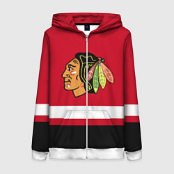 Толстовка на молнии женская Chicago Blackhawks, цвет: 3D-белый