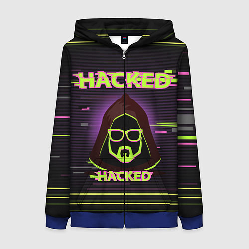 Женская толстовка на молнии Hacked / 3D-Синий – фото 1