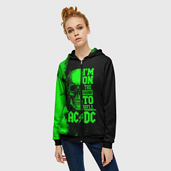Толстовка на молнии женская I'm on the highway to hell ACDC, цвет: 3D-черный — фото 2
