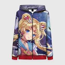 Толстовка на молнии женская SAILOR MOON, цвет: 3D-красный