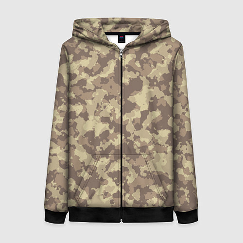 Женская толстовка на молнии Хаки / 3D-Черный – фото 1