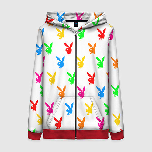 Женская толстовка на молнии PLAYBOY / 3D-Красный – фото 1