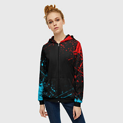 Толстовка на молнии женская БРЫЗГИ КРАСОК, цвет: 3D-черный — фото 2