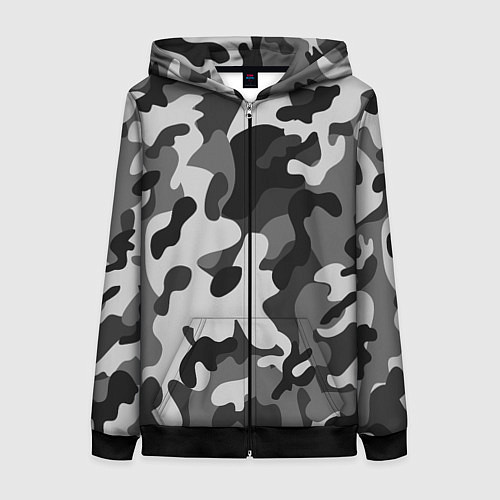 Женская толстовка на молнии ГОРОДСКОЙ КАМУФЛЯЖ / 3D-Черный – фото 1